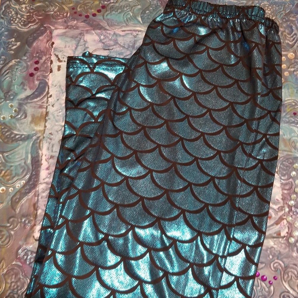 Mermaid leggings scales stretch L/XL